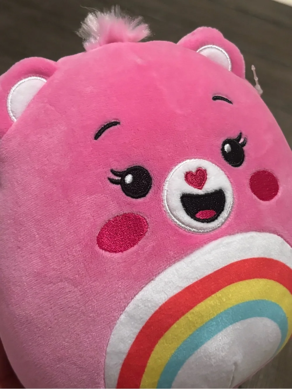 Care Bears Squishmallows • Pink Cheer Bear Rainbow 8 inch Plush